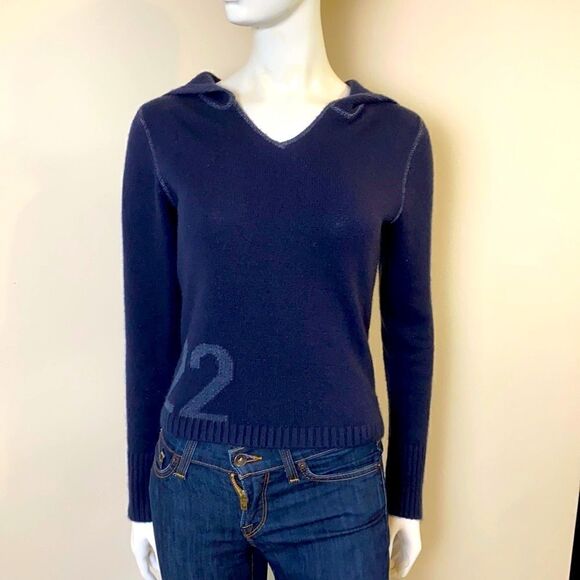 Top shop Smudge Navy Hooded Sweater - Picture 1 of 15